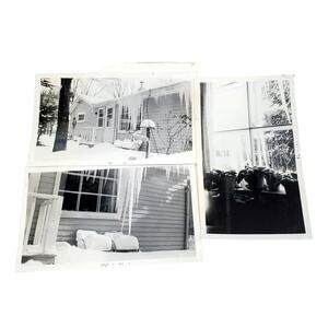Vtg B&W Original 1974 Photo Home Covered in Icicles Winter Wonderland Snapshot